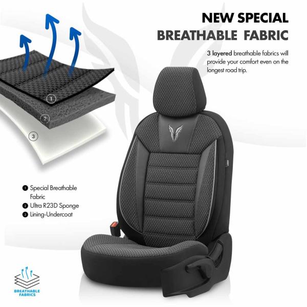 Auto Sitzbezug Set Universal Vorne und Hinten Komfortabel Komplett Set